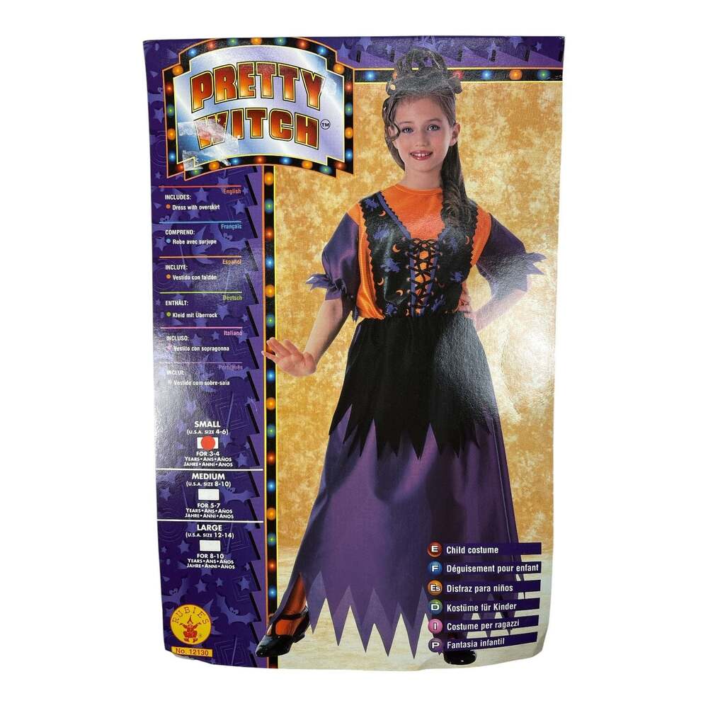 Rubie's Pretty Witch Girls Child Size Small 4-6 Halloween Costume Purple Orange - Picture 2 of 4